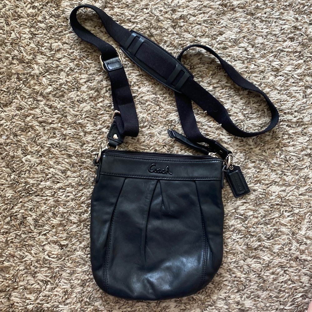 Black Leather Coach Crossbody Bag